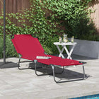 Ligstoel opvouwbaar rood 188x57x86,5 cm polyester