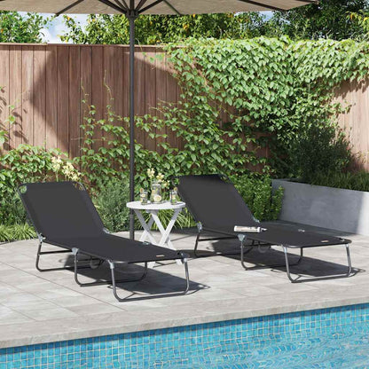 Opvouwbare zonnebed 2 pcs Zwart 188 x 57 x 86,5 cm Polyester