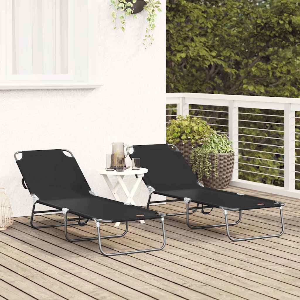 Opvouwbare zonnebed 2 pcs Zwart 188 x 57 x 86,5 cm Polyester