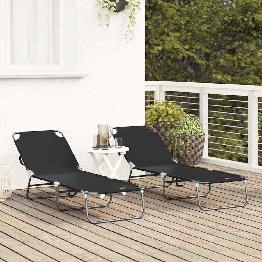 Opvouwbare zonnebed 2 pcs Zwart 188 x 57 x 86,5 cm Polyester