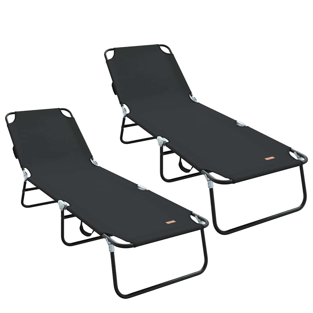 Opvouwbare zonnebed 2 pcs Zwart 188 x 57 x 86,5 cm Polyester