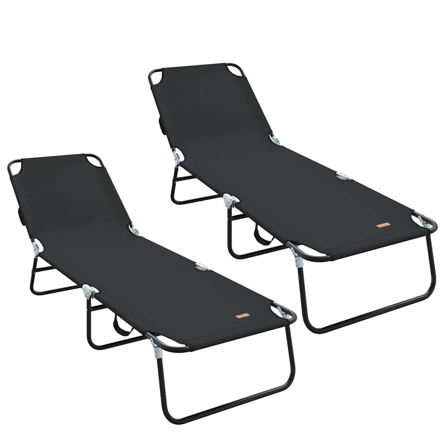 Opvouwbare zonnebed 2 pcs Zwart 188 x 57 x 86,5 cm Polyester