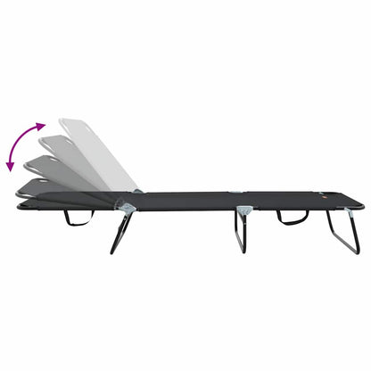 Opvouwbare zonnebed 2 pcs Zwart 188 x 57 x 86,5 cm Polyester
