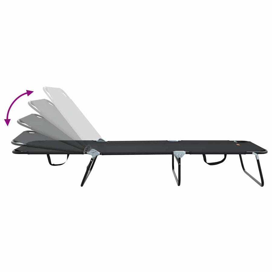 Opvouwbare zonnebed 2 pcs Zwart 188 x 57 x 86,5 cm Polyester