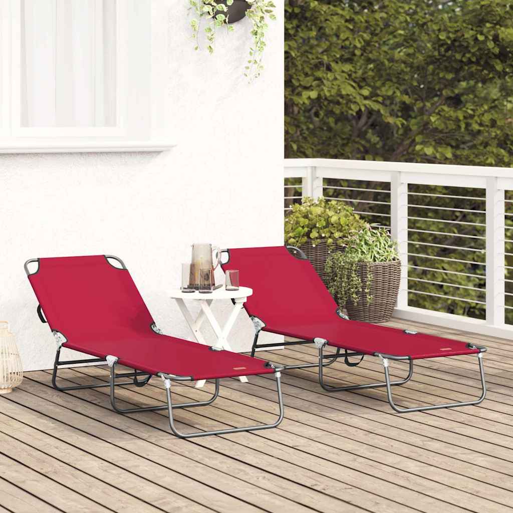 Opvouwbare zonnebed 2 pcs Rood 188 x 57 x 86,5 cm Polyester