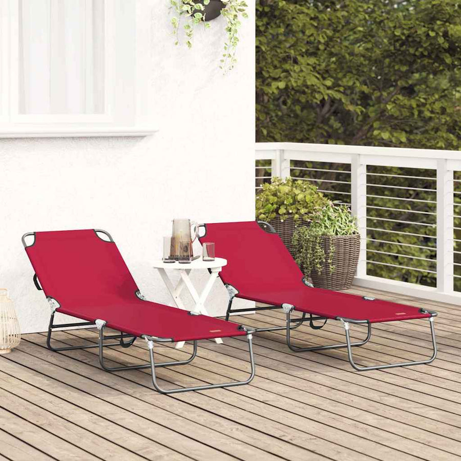 Opvouwbare zonnebed 2 pcs Rood 188 x 57 x 86,5 cm Polyester