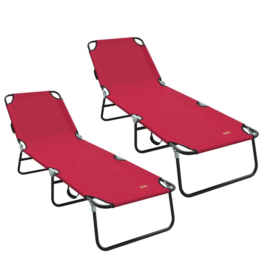 Opvouwbare zonnebed 2 pcs Rood 188 x 57 x 86,5 cm Polyester