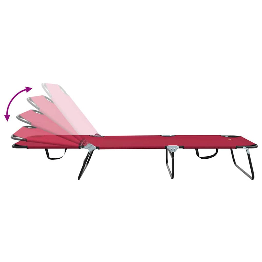 Opvouwbare zonnebed 2 pcs Rood 188 x 57 x 86,5 cm Polyester