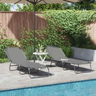 Zonnebed 2 stuks grijs 188x57x86,5 cm polyester