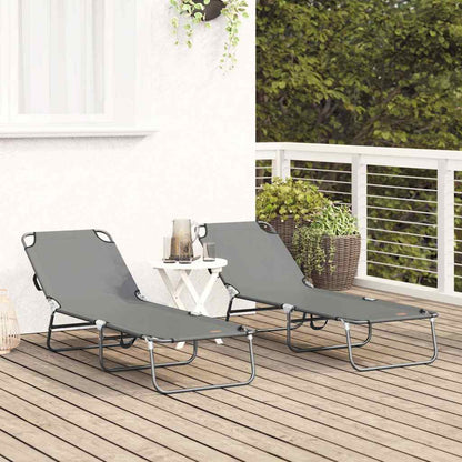 Opvouwbare zonnebed 2 pcs Grijs 188 x 57 x 86,5 cm Polyester