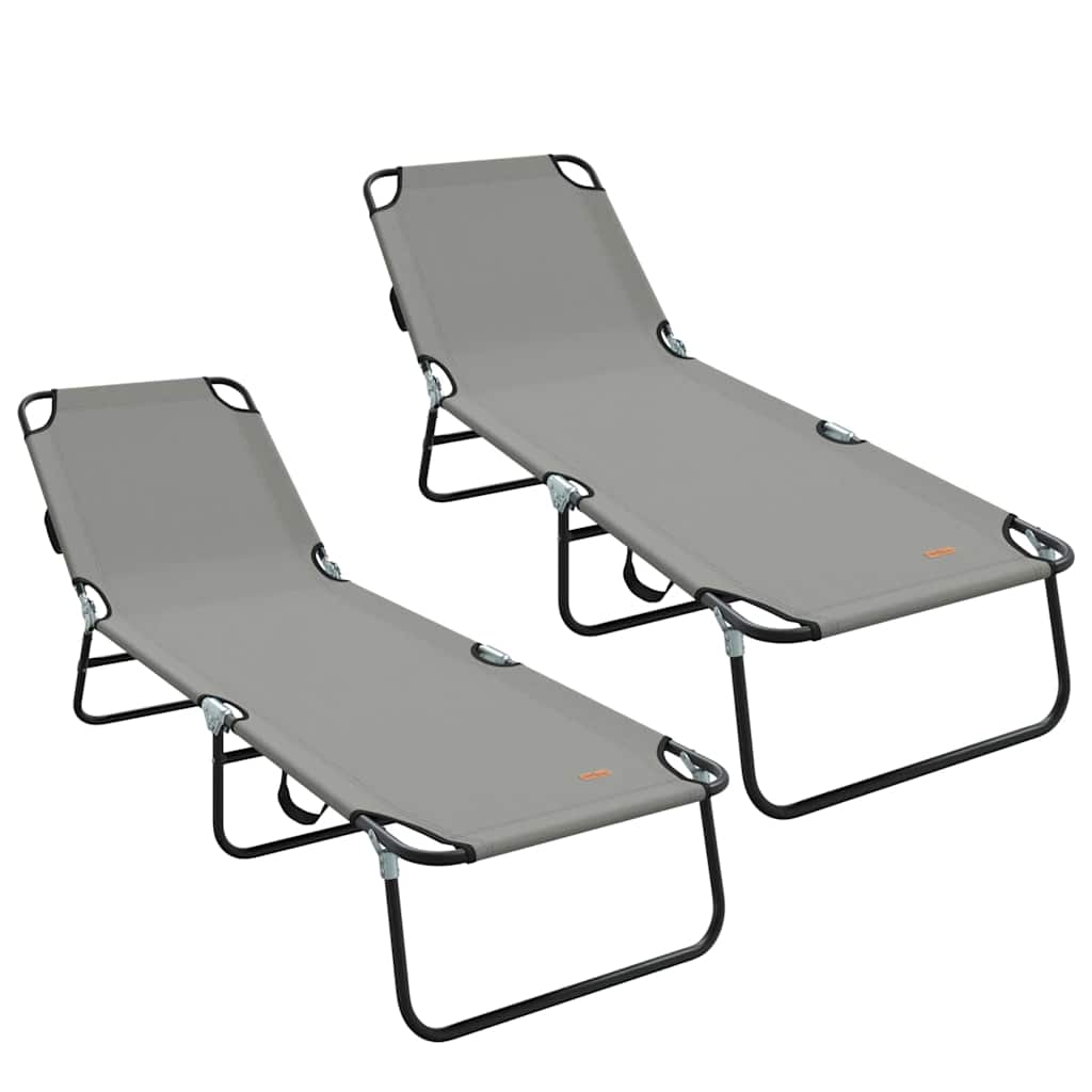Opvouwbare zonnebed 2 pcs Grijs 188 x 57 x 86,5 cm Polyester