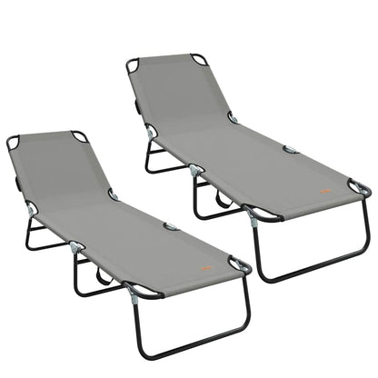 Opvouwbare zonnebed 2 pcs Grijs 188 x 57 x 86,5 cm Polyester