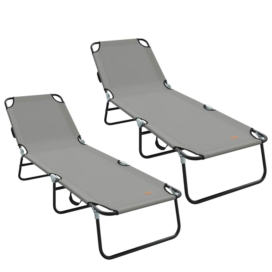 Opvouwbare zonnebed 2 pcs Grijs 188 x 57 x 86,5 cm Polyester