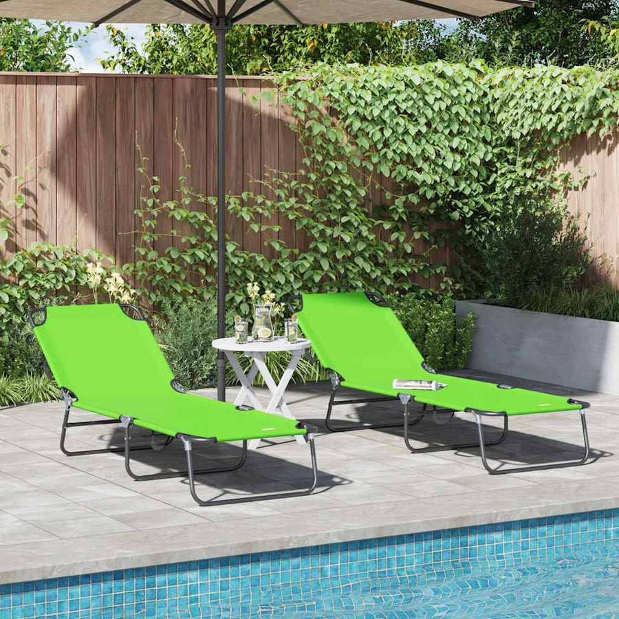 Opvouwbare zonnebed 2 pcs Groen 188 x 57 x 86,5 cm Polyester