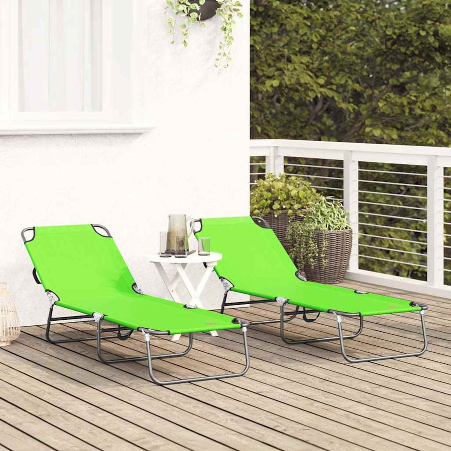 Opvouwbare zonnebed 2 pcs Groen 188 x 57 x 86,5 cm Polyester