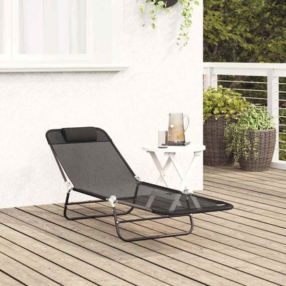 Opvouwbare zonnebed Zwart 182 x 55 x 85,5 cm Textileen