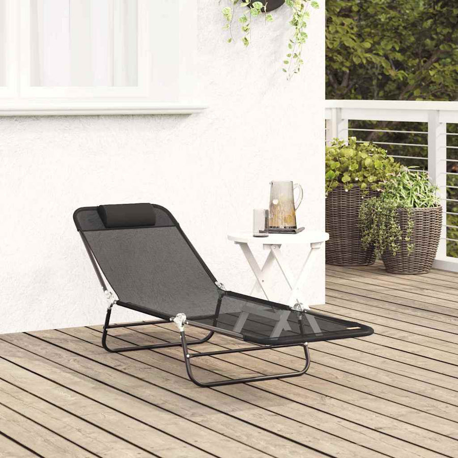 Opvouwbare zonnebed Zwart 182 x 55 x 85,5 cm Textileen