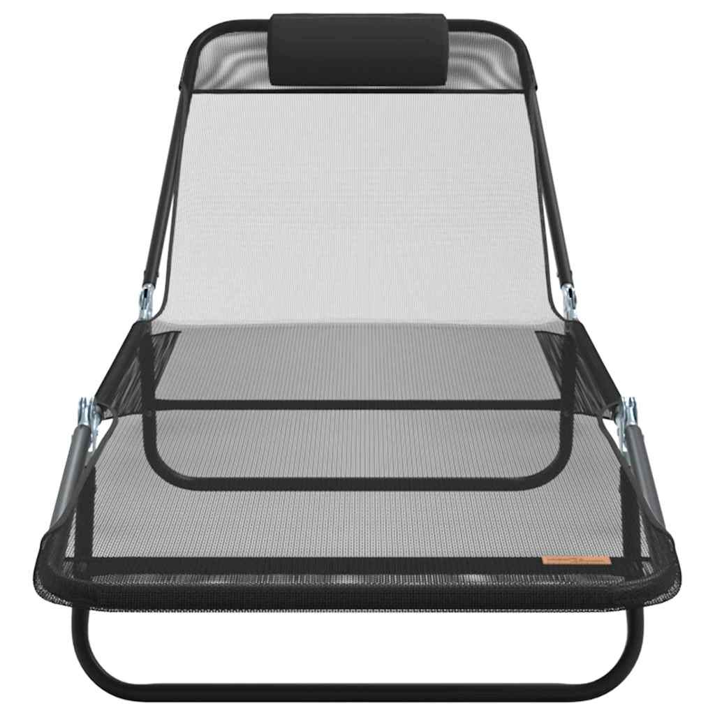 Opvouwbare zonnebed Zwart 182 x 55 x 85,5 cm Textileen