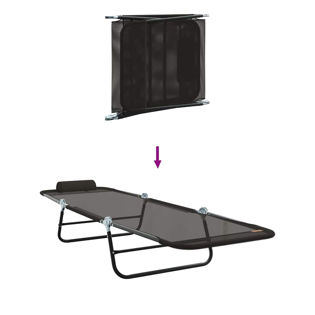Opvouwbare zonnebed Zwart 182 x 55 x 85,5 cm Textileen