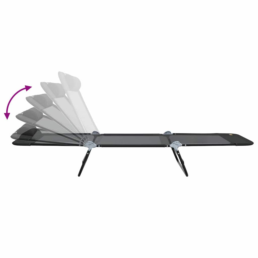 Opvouwbare zonnebed Zwart 182 x 55 x 85,5 cm Textileen