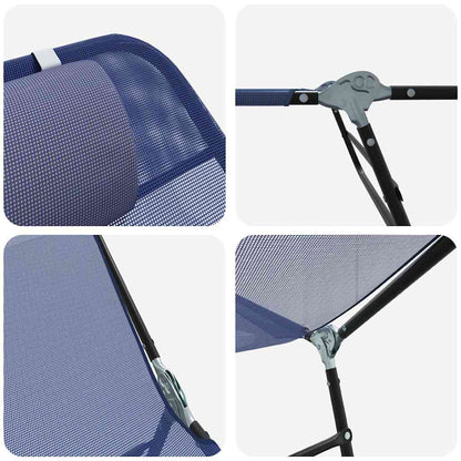 Opvouwbare zonnebed Marineblauw 182 x 55 x 85,5 cm Textileen