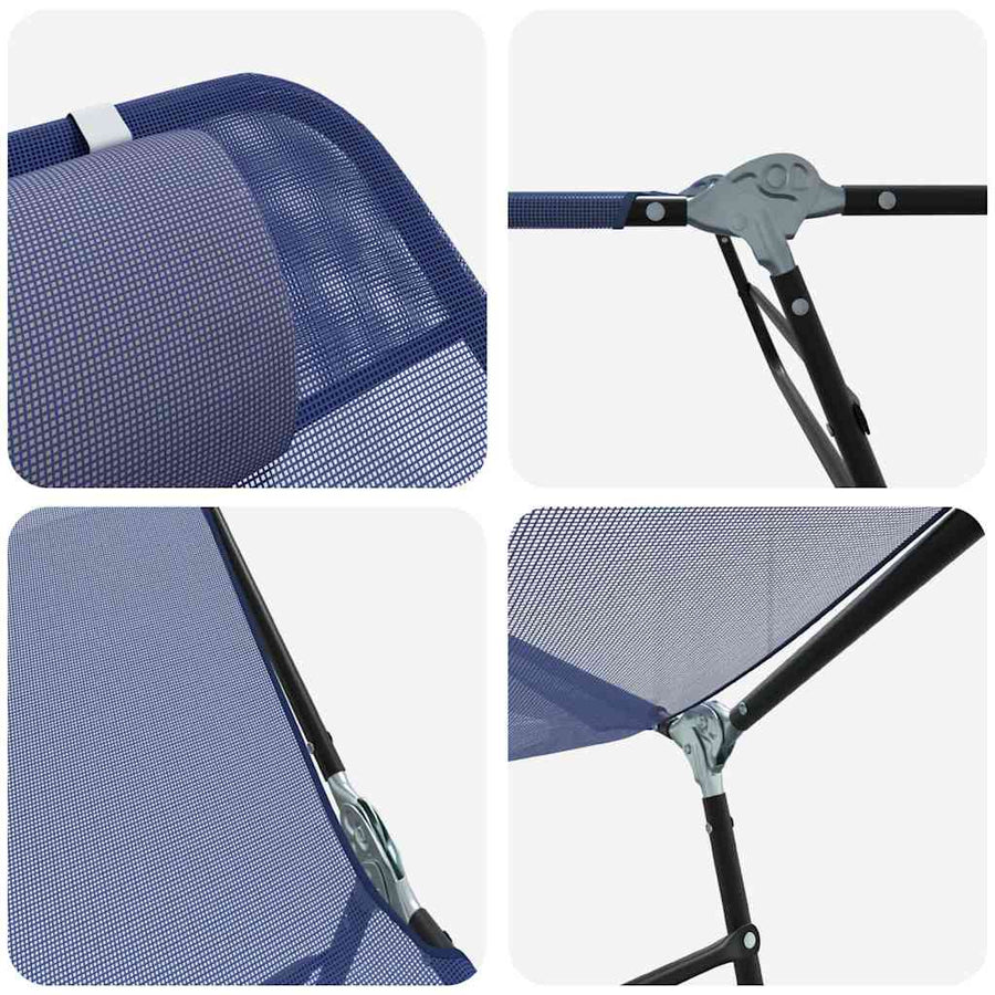 Opvouwbare zonnebed Marineblauw 182 x 55 x 85,5 cm Textileen