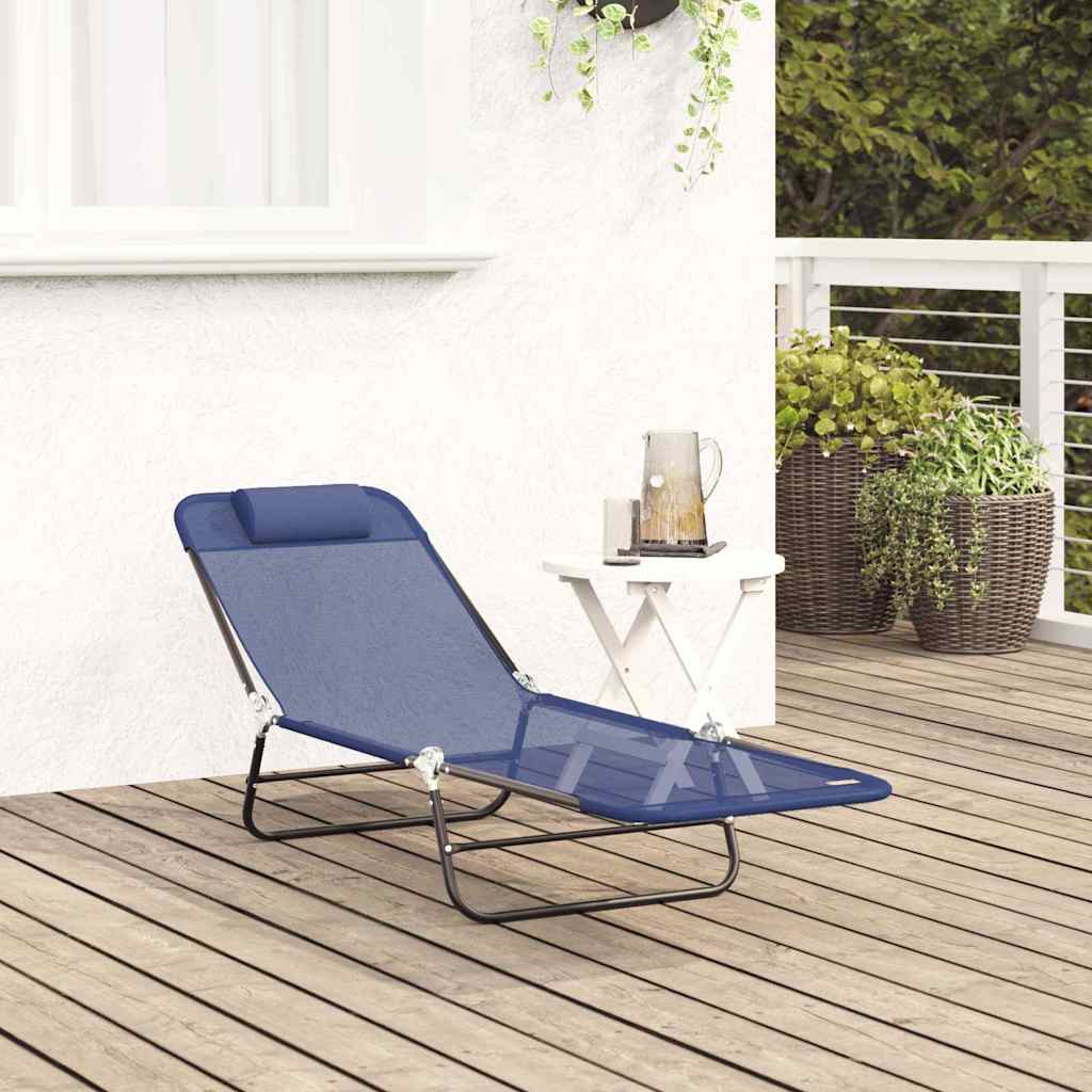 Opvouwbare zonnebed Marineblauw 182 x 55 x 85,5 cm Textileen