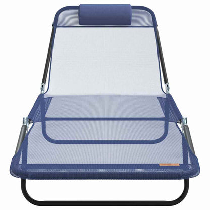 Opvouwbare zonnebed Marineblauw 182 x 55 x 85,5 cm Textileen