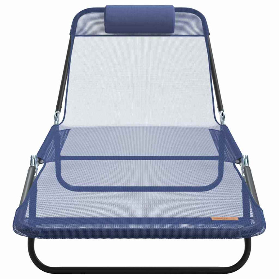 Opvouwbare zonnebed Marineblauw 182 x 55 x 85,5 cm Textileen