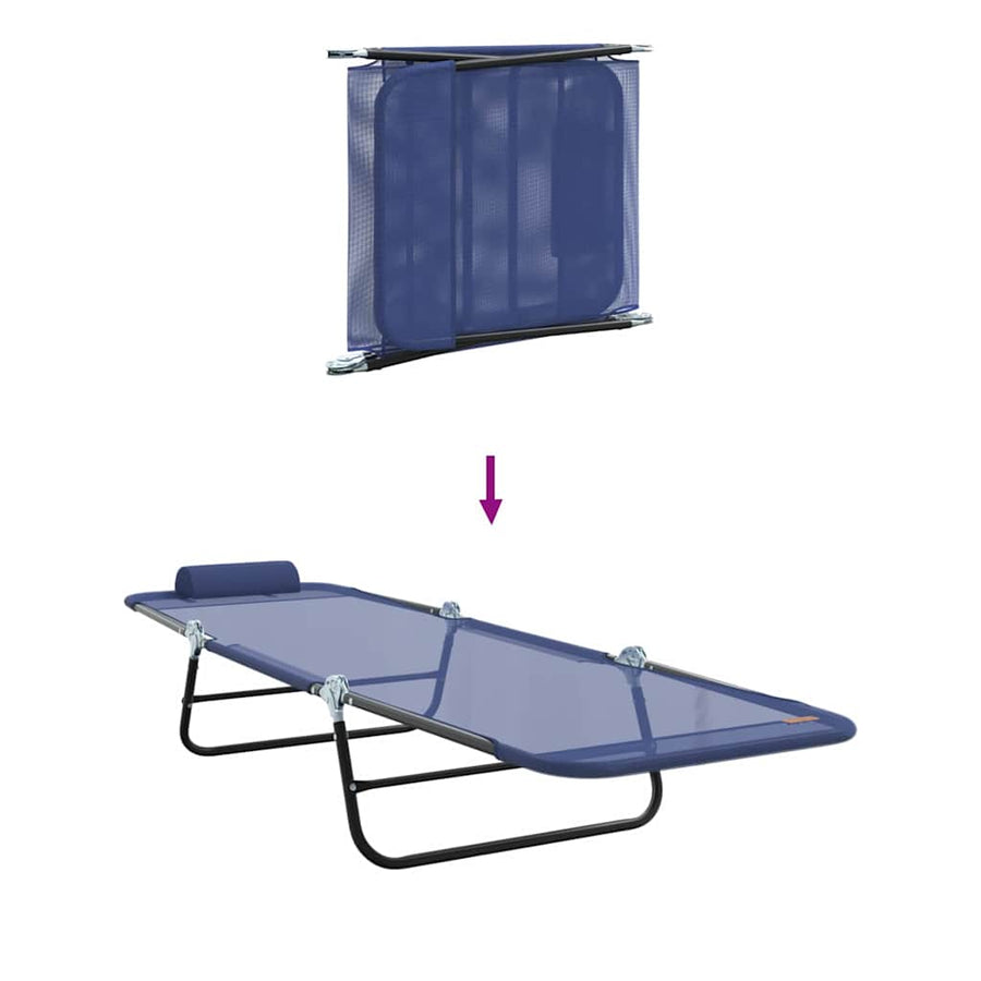 Opvouwbare zonnebed Marineblauw 182 x 55 x 85,5 cm Textileen