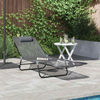 Folding Sun Lounger Grey 182 x 55 x 85.5 cm Textilene