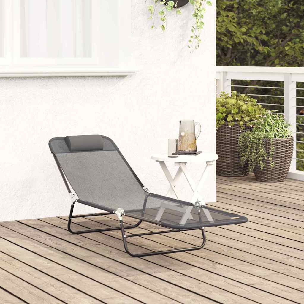 Opvouwbare zonnebed Grijs 182 x 55 x 85,5 cm Textileen