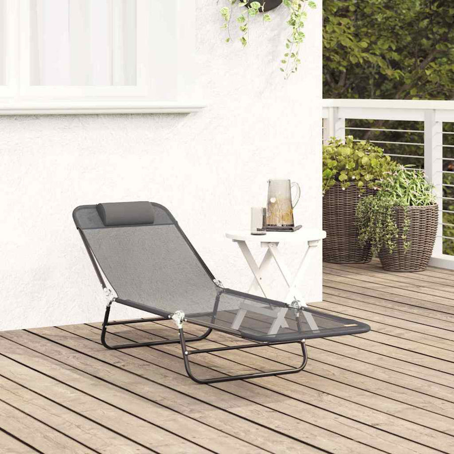Opvouwbare zonnebed Grijs 182 x 55 x 85,5 cm Textileen