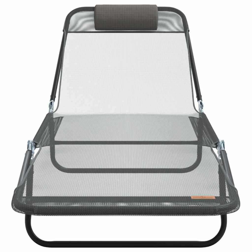Opvouwbare zonnebed Grijs 182 x 55 x 85,5 cm Textileen
