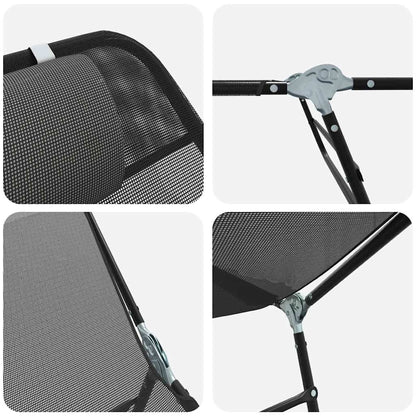 Opvouwbare zonnebed 2 pcs Zwart 182 x 55 x 85,5 cm Textileen