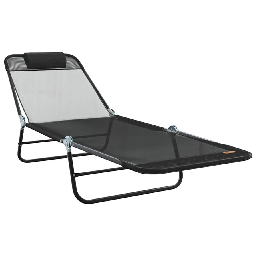 Opvouwbare zonnebed 2 pcs Zwart 182 x 55 x 85,5 cm Textileen