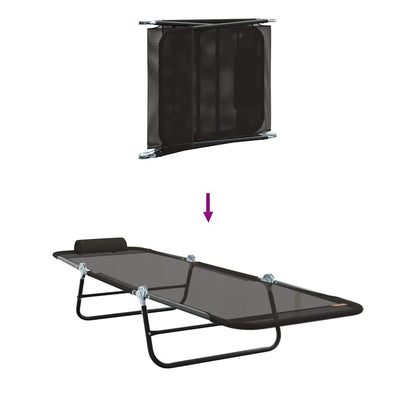 Opvouwbare zonnebed 2 pcs Zwart 182 x 55 x 85,5 cm Textileen
