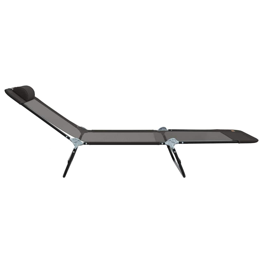 Opvouwbare zonnebed 2 pcs Zwart 182 x 55 x 85,5 cm Textileen