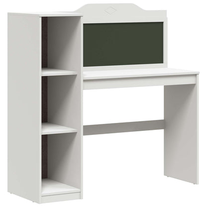 Bureau met open opbergruimte en schoolbord met plank ROROS Wit