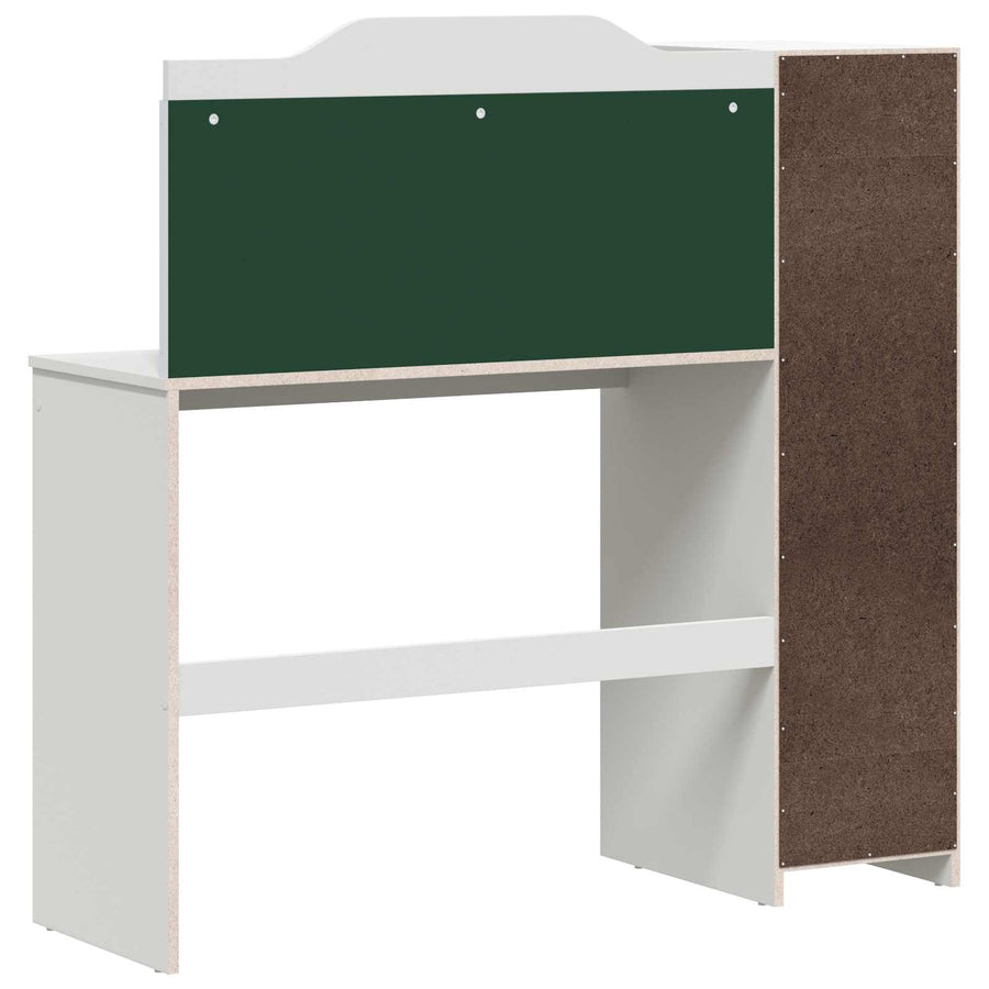Bureau met open opbergruimte en schoolbord met plank ROROS Wit