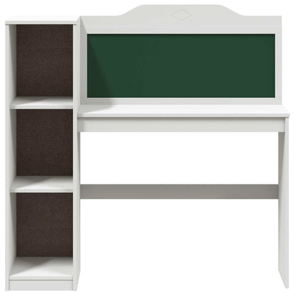 Bureau met open opbergruimte en schoolbord met plank ROROS Wit