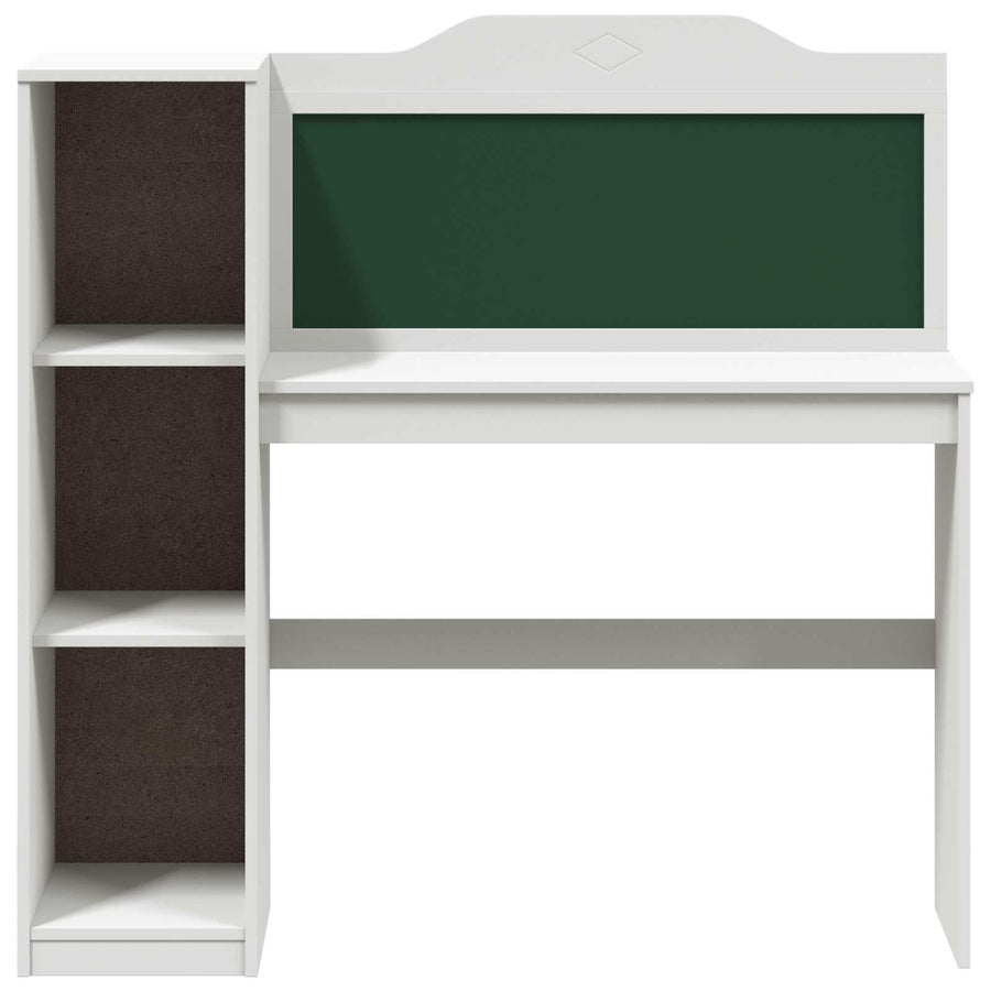 Bureau met open opbergruimte en schoolbord met plank ROROS Wit