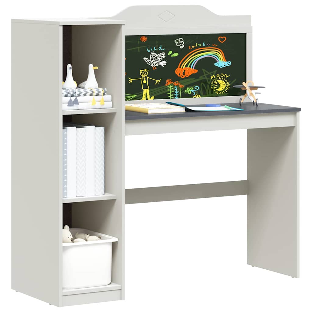 Bureau met open opbergruimte en schoolbord ROROS Wit en Grijs
