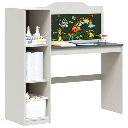 Bureau met open opbergruimte en schoolbord ROROS Wit en Grijs