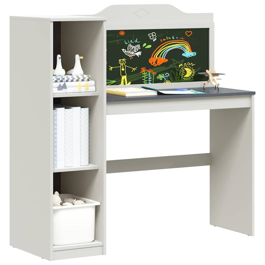 Bureau met open opbergruimte en schoolbord ROROS Wit en Grijs