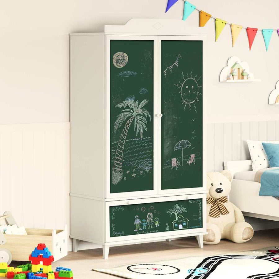 Krijtbord Kast met lade ROROS Wit 90 x 45 x 165 cm Bewerkt hout