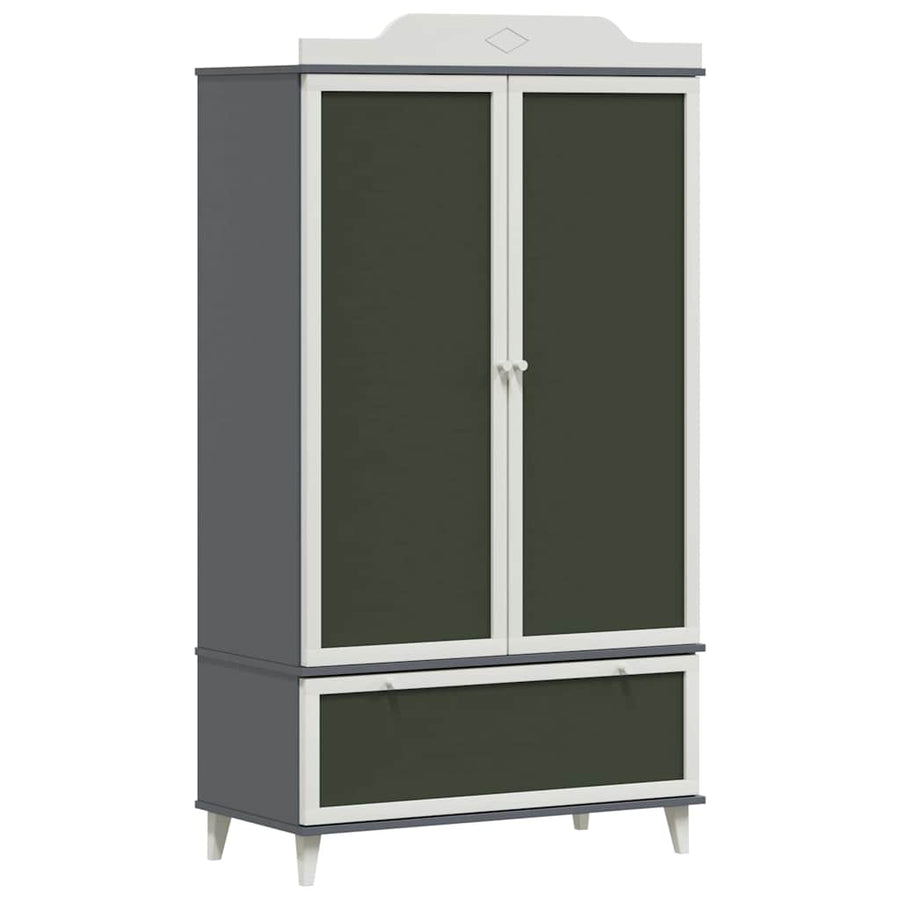 Krijtbord Kast Roros En Wit 90 X 45 X 165 Cm Bewerkt Hout Grijs