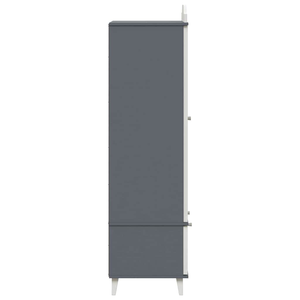 Krijtbord Kast Roros En Wit 90 X 45 X 165 Cm Bewerkt Hout Grijs