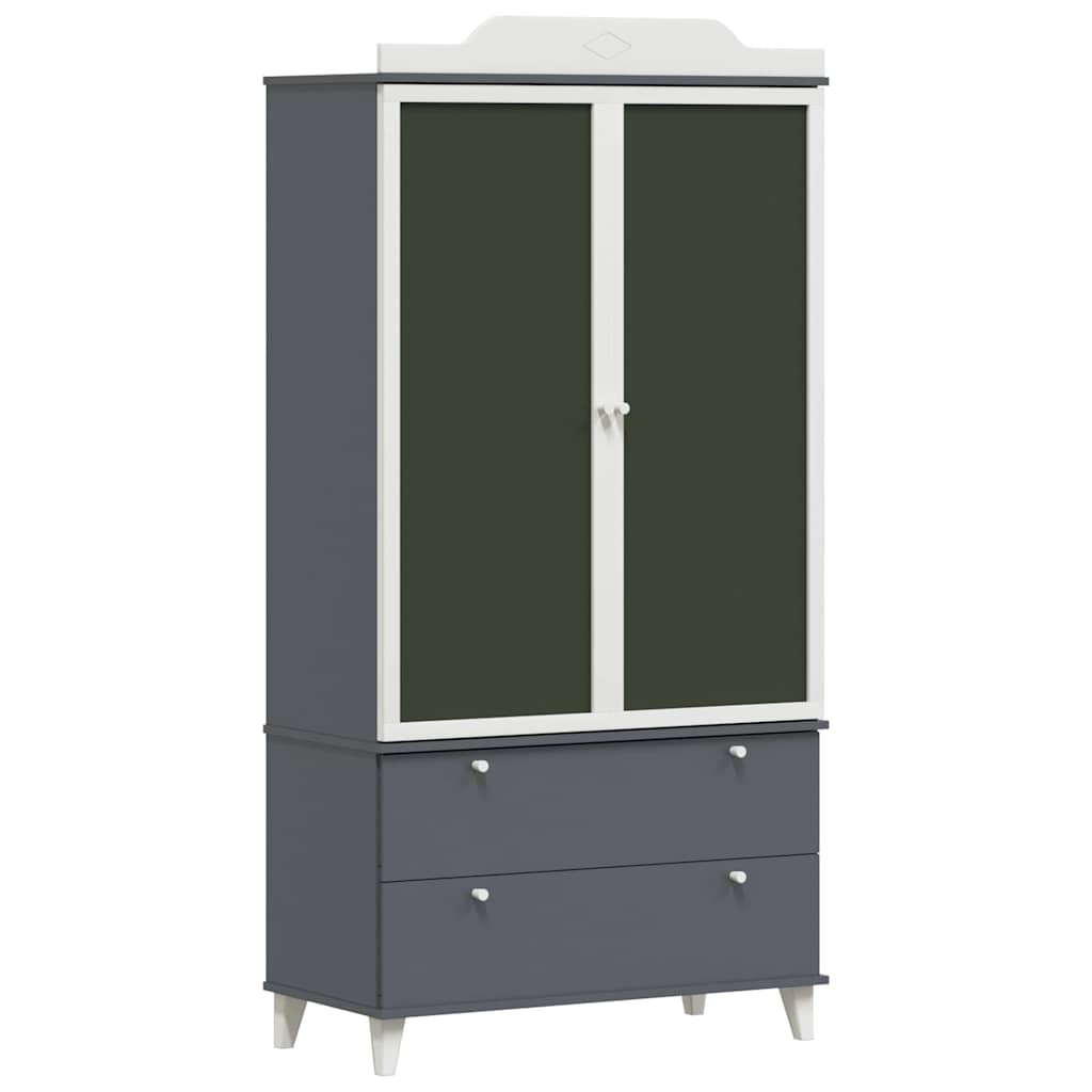 Krijtbord Kast Roros En Wit 90 X 45 X 180 Cm Bewerkt Hout Grijs