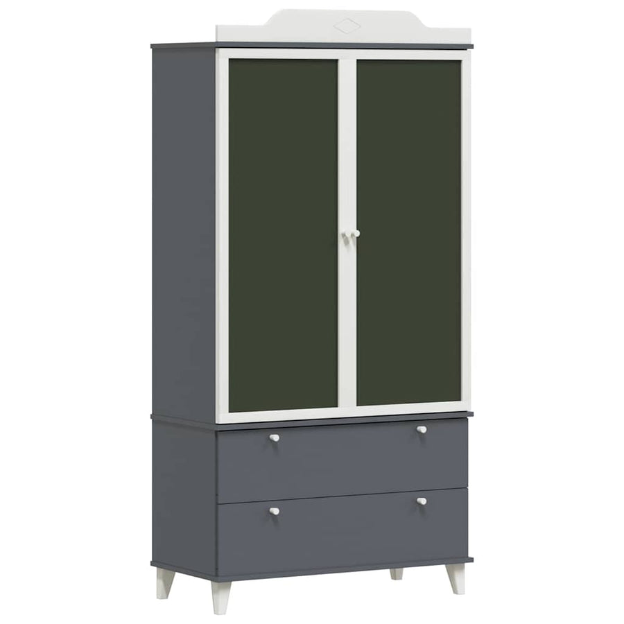 Krijtbord Kast Roros En Wit 90 X 45 X 180 Cm Bewerkt Hout Grijs